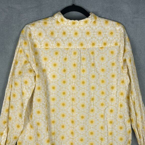 J Jill Top Womens Medium Petite Gold Embroidered Floral Button Down Long Sleeve - Picture 5 of 13